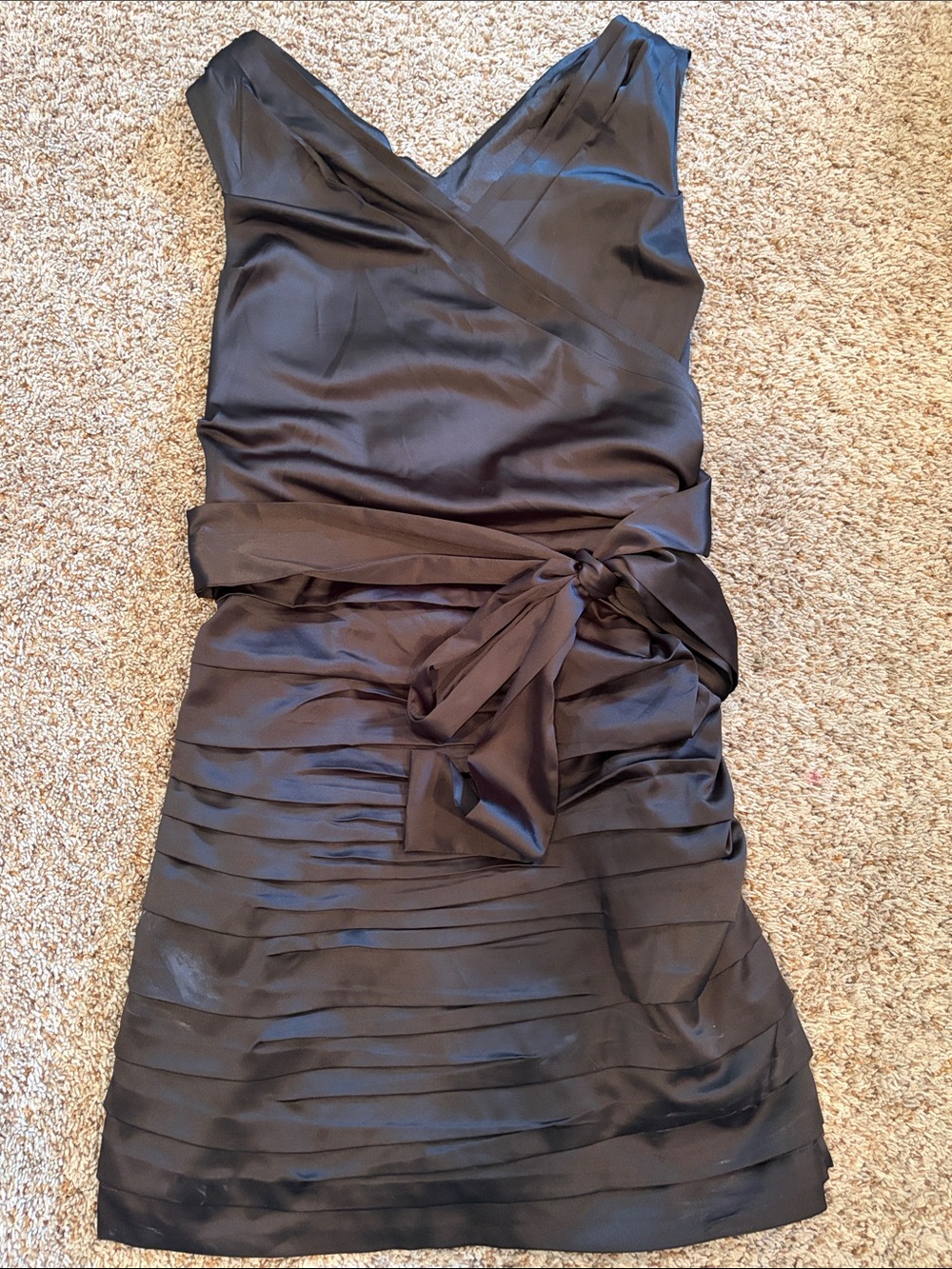 Express Charcoal Satin Draped Wrap Mini Dress